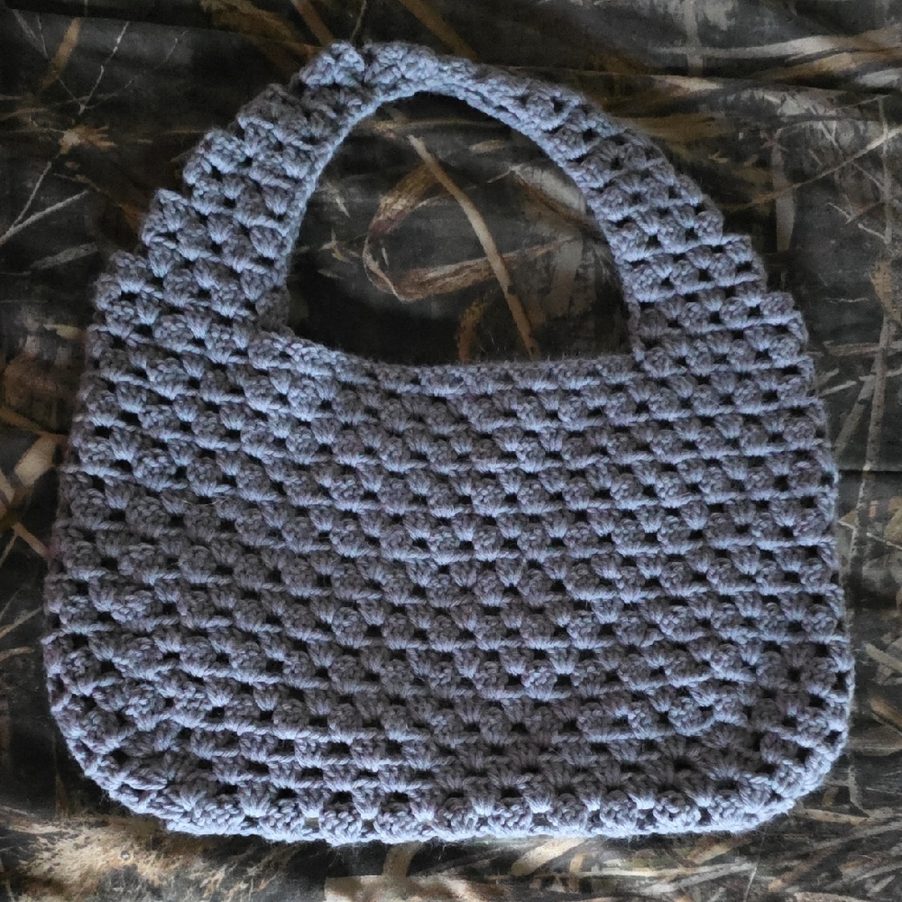 Chic Gray Crochet Shoulder Bag
